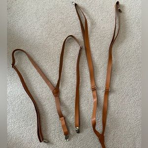 Thin leather suspenders (2 pair)